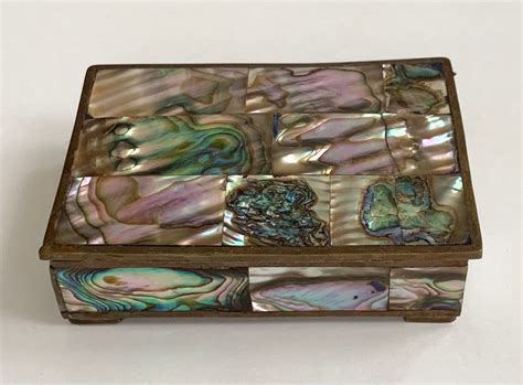 abalone shell lid metal box|Abalone Box for sale .